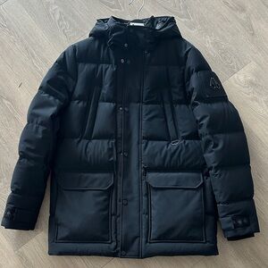 Moose Knuckles Black Hooded Puffer Jacket